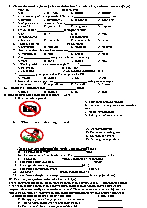 Đề thi học kì 1 môn Tiếng Anh 7